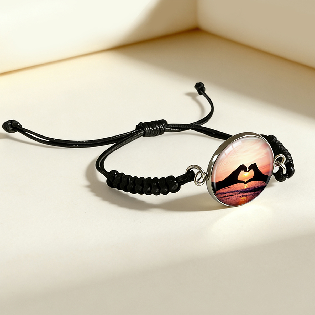 Sunset Heart Silhouette Bracelet, Romantic Couple's Gift